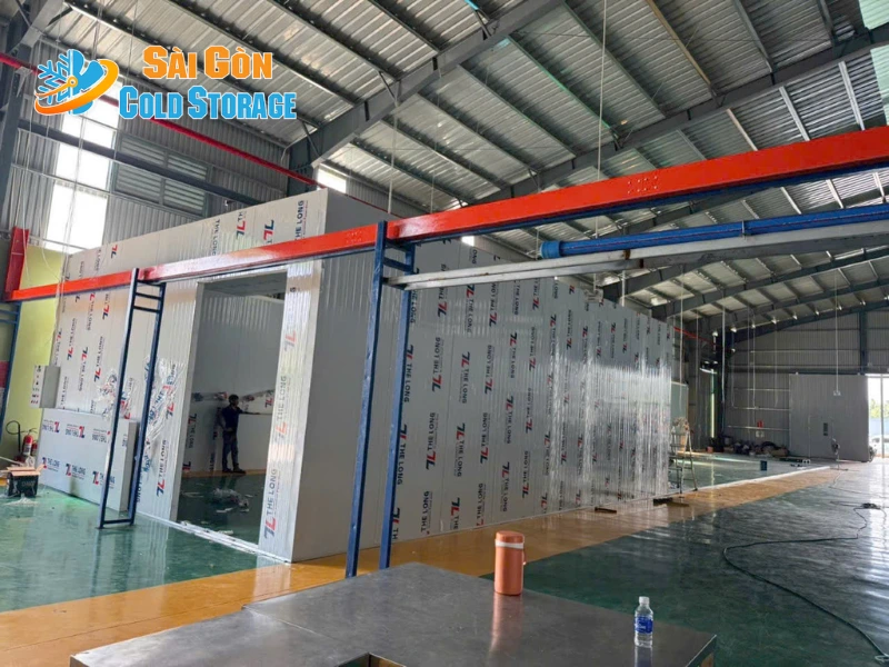 Cận cảnh công trình thi công kho mát tại cơ sở 2 khu vực Bến Tre.